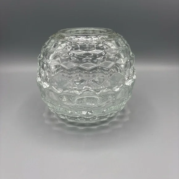 Fairy Lamp Light Cube Cubist Honeycomb Votive Candle Holder Facets Glass Vintage - Picture 3 of 5